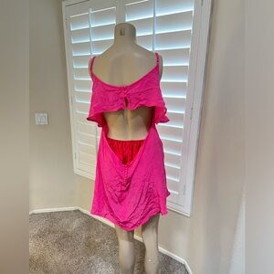 Millau Silk Layered Pink Open Back Adjustable Strap Mini dress going out party M